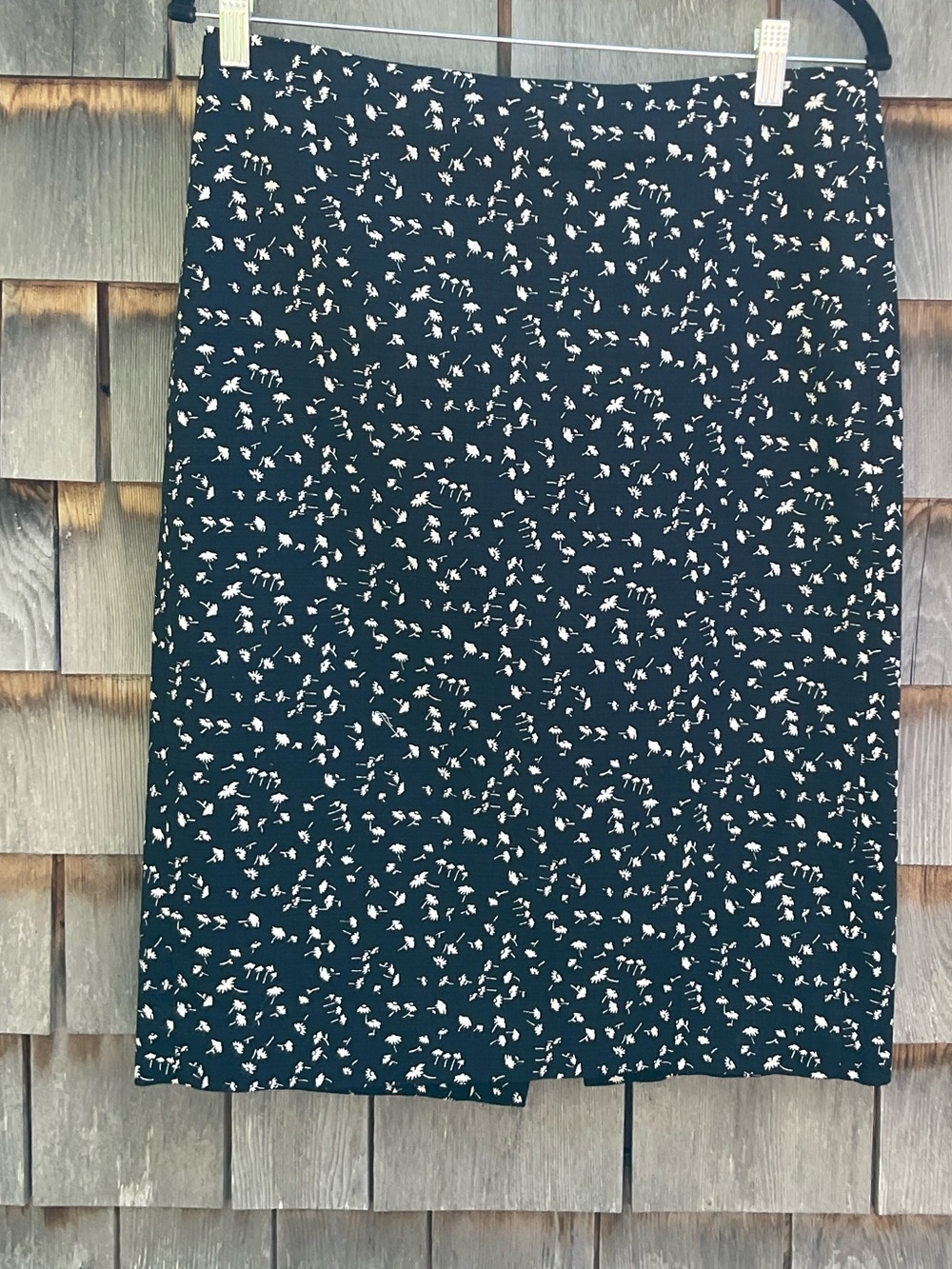 J. Crew Navy Pencil Skirt with White Floral Print